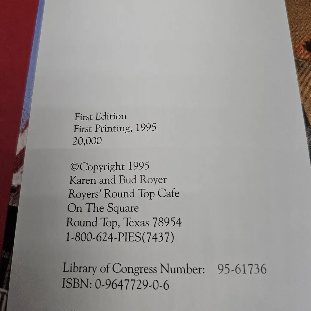1995 Signed First‎ Edition Royers' Round Top Cafe Cookbook Karen & Bud Royer